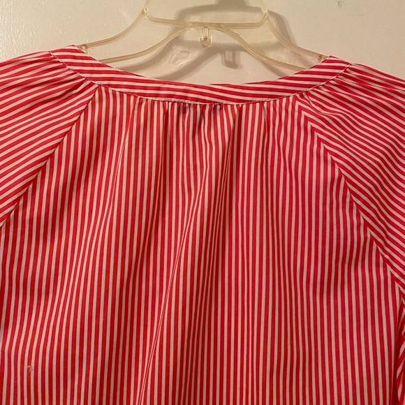 Talbots PM Pink & White Stripe Popover V-neck Blouse Top - Picture 5 of 9
